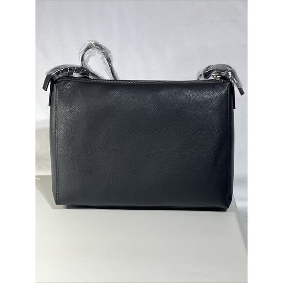 Tahari Avery Vegan Leather Hobo Bag Shoulder Crossbody Bag Black Zip Top Large - Picture 2 of 10